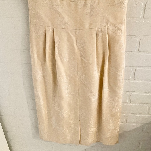 Vintage Y2K Midi dress Gown Babydoll Bow Cream Vanilla Floral Jacquard 8 - Picture 12 of 16